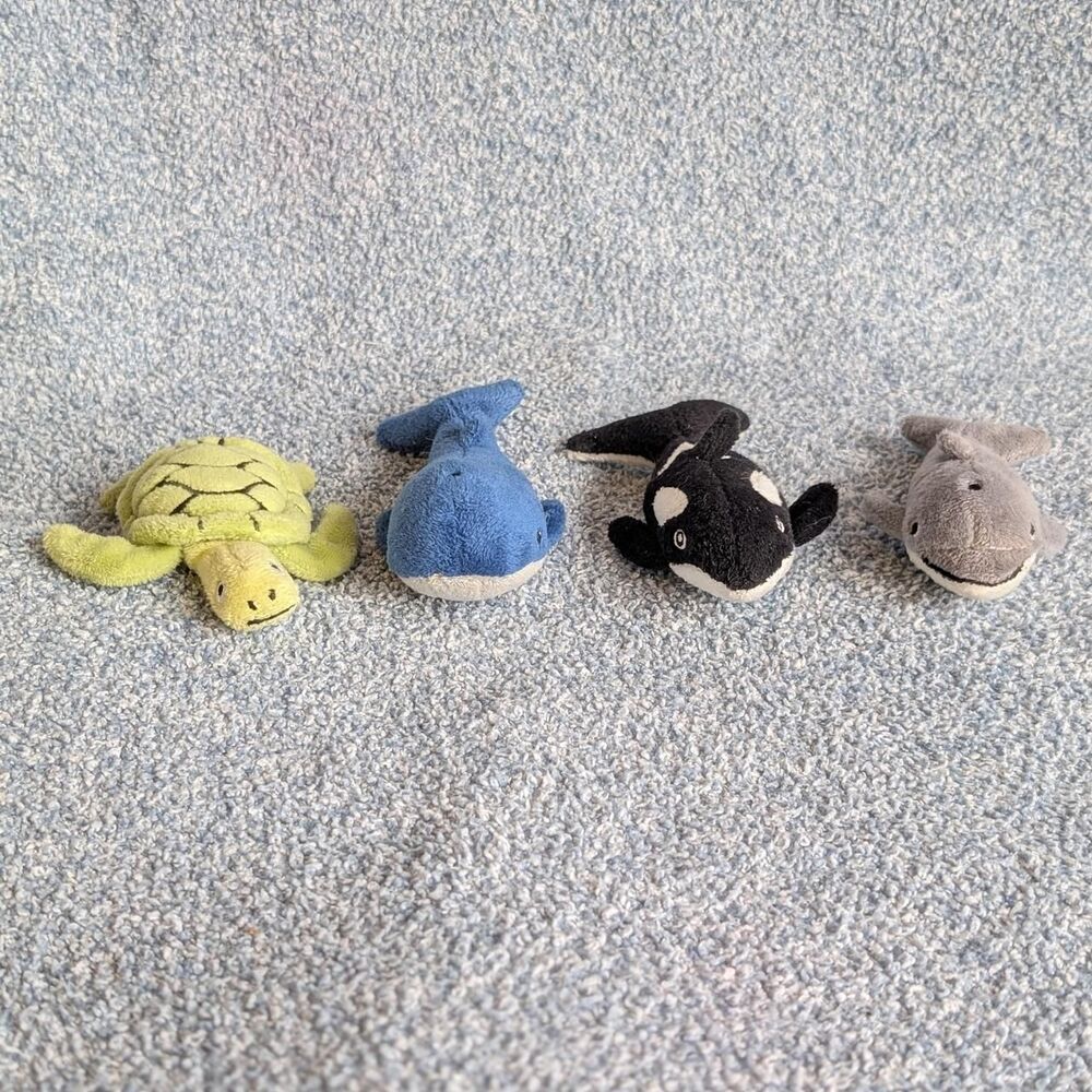 IKEA Blavingad 4 Piece 5" Soft Ocean Animal Turtle Whale Orca Dolphin Toy Set
